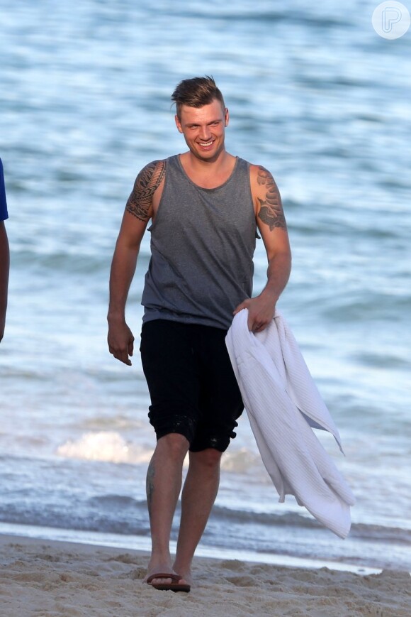 Nick Carter esteve no Brasil em 2015, quando se apresentou com os Backstreet Boys e ainda curtiu a praia do Leblon, no Rio