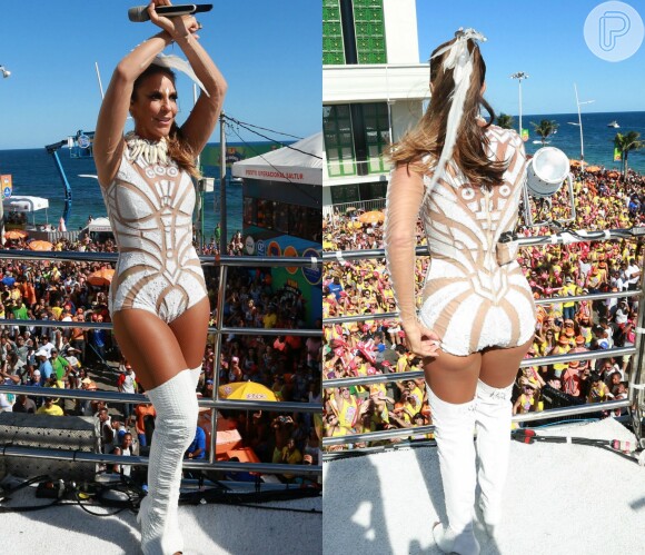 Ivete Sangalo comandou o trio no sábado, 06 de fevereiro de 2016, vestida de Guerreira, com um body branco e com referências afro