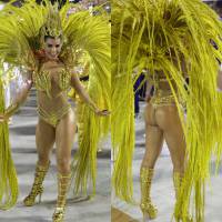 Rainha de bateria Bianca Leão mostra bumbum em forma com fantasia de R$ 70 mil