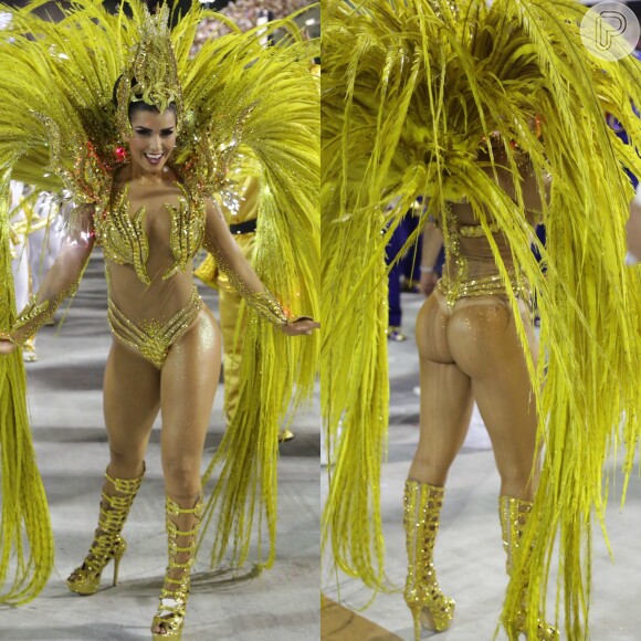 Bianca Leão, rainha de bateria da União da Ilha, brilhou no desfile da agremiação, na Marquês de Sapucaí, com fantasia de R$ 70 mil