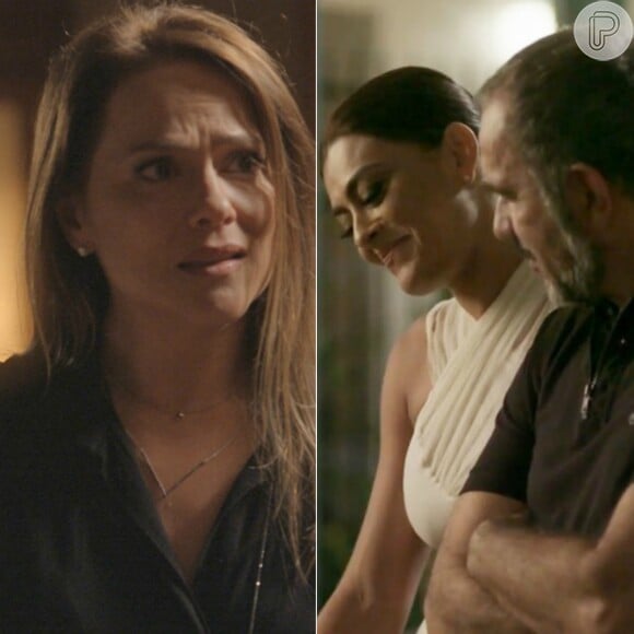 Lili (Vivianne Pasmanter) vê Germano (Humberto Martins) com Carolina (Juliana Paes) e tem certeza de que os dois estão tendo um caso, na novela 'Totalmente Demais', em fevereiro de 2016