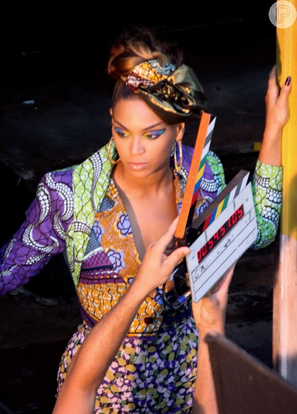 Beyoncé na gravação do clip da amiga Alicia Keys no Rio de Janeiro