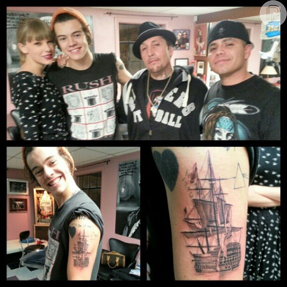 Taylor Swift e Harry Styles foram ao estúdio de tatuagem de Freddy Negrete, em foto publicada na manhã desta quarta-feira, 19 de dezembro de 2012 