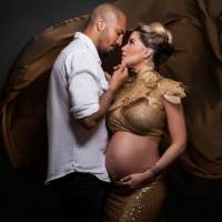 Ex-BBB Aline Gotschalg, grávida de 8 meses, mostra foto de ensaio com Fernando