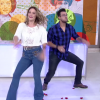 Maíra Charken e Joaquim Lopese divertiram ao dançar 'É o Tchan' no 'Vídeo Show'