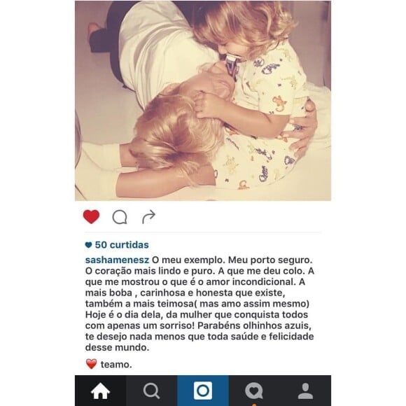Sasha usou sua conta de Instagram para desejar parabéns para a mãe, Xuxa
