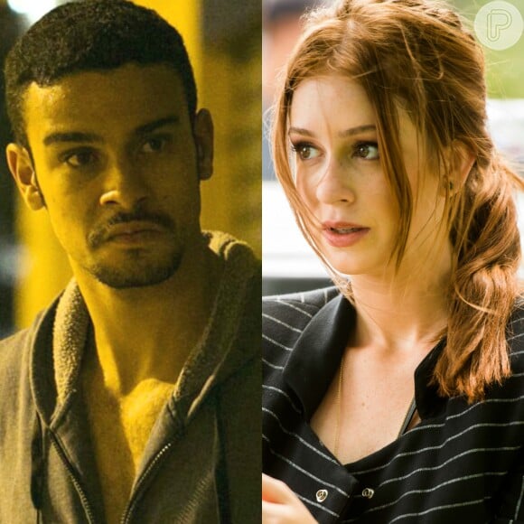 Jacaré (Sergio Malheiros) tenta matar Eliza (Marina Ruy Barbosa), mas é desarmado por Jonatas (Felipe Simas) e tem o revólver apontado pela modelo, na novela 'Totalmente Demais'