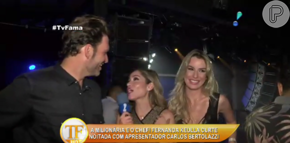 Fernanda Keulla, vencedora do 'BBB13', foi flagrada pelo programa 'TV Fama' com o chef Carlos Bertolazzi em São Paulo