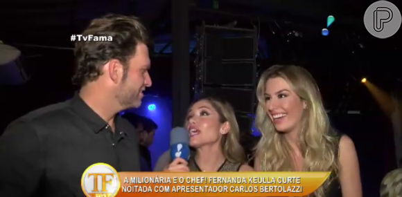 Fernanda Keulla ficou visivelmente sem graça ao ser flagrada com o chef Carlos Bertolazzi: 'Ele não é meu namorado'