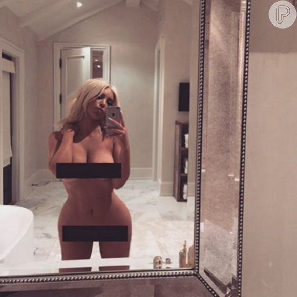 Mesmo sem ter conquistado o objetivo de emagrecer 31kg, Kim Kardashian postou uma foto nua em seu Instagram