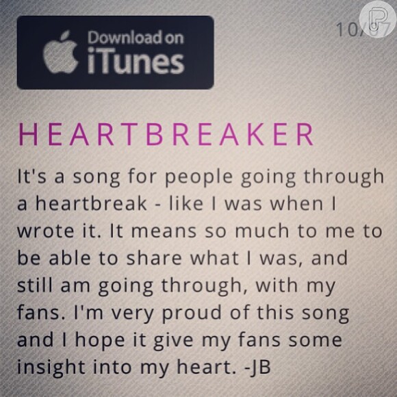 Justin Bieber lança música 'Heartbreaker' e deixa recado para fãs e Selena Gomez