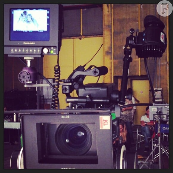 Luciano Huck publicou uma foto do visor de uma das câmeras do set