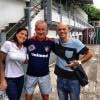 Samyra Ponce com o companheiro de trabalho, Smigol e o técnico do Fluminense, Dorival Jr