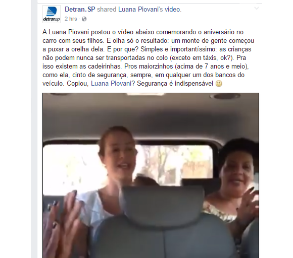 Luana Piovani é alvo do Detran ao mostrar filhos sem cinto no carro: 'Segurança'