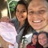 Thais Fersoza postou uma foto grávida e uma com a filha, Melinda, no colo nesta quarta-feira, 31 de agosto de 2016