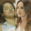 Em 'Haja Coração', Camila (Agatha Moreira) é jogada do telhado de um galpão por Bruna (Fernanda Vasconcellos) ao investigar a explosão do Grand Bazzar