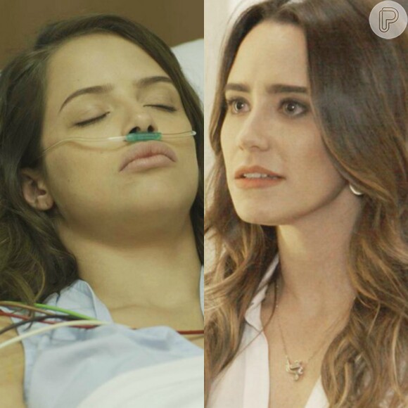 Em 'Haja Coração', Camila (Agatha Moreira) é jogada do telhado de um galpão por Bruna (Fernanda Vasconcellos) ao investigar a explosão do Grand Bazzar