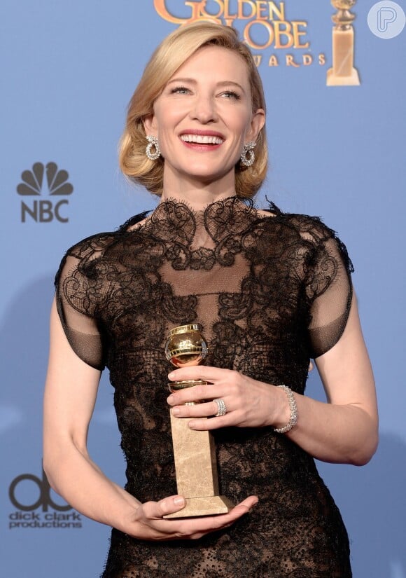 Cate Blanchett venceu o Globo de Ouro de Melhor Atriz – Drama por sua atuação em 'Blue Jasmine'
