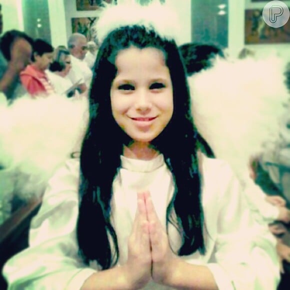 Sophia vestida de anjinho com direito a asinhas: 'Meu anjo da guarda', escreveu Edson na legenda da foto