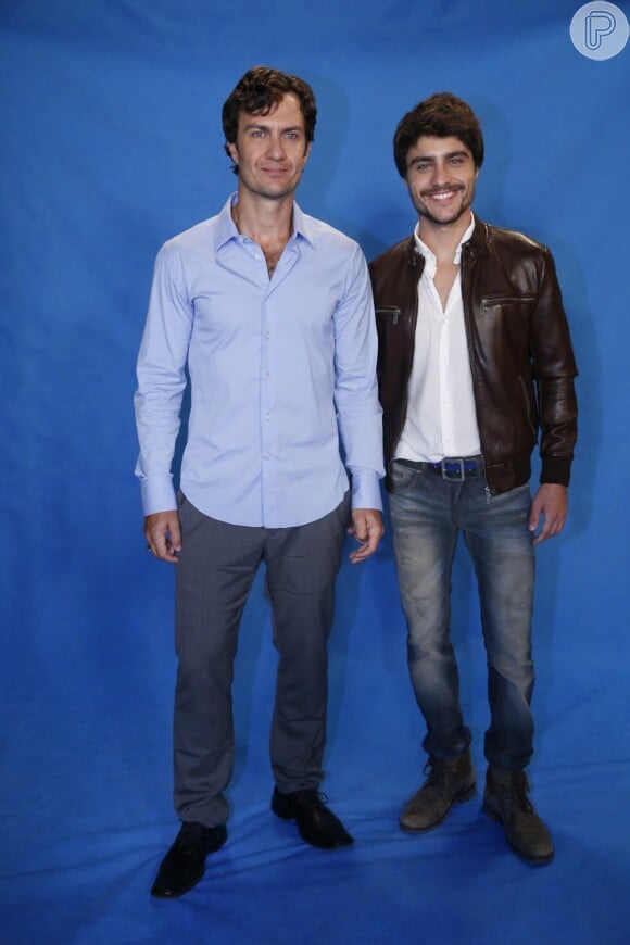 Gabriel Braga Nunes e Guilherme Leicam no lançamento da novela 'Em Família' na manhã desta quarta-feira, 22 de janeiro de 2014 no Rio de Janeiro