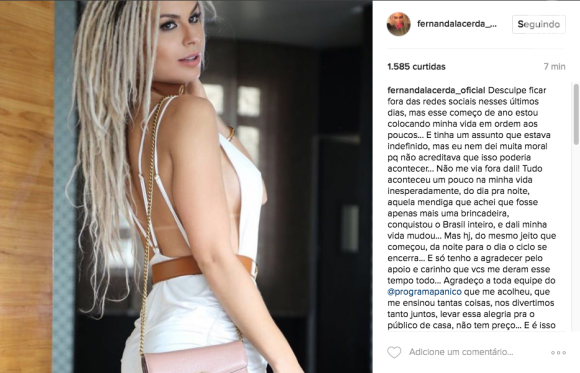 Mendigata se despede do programa 'Pânico na Band' com postagem no Instagram