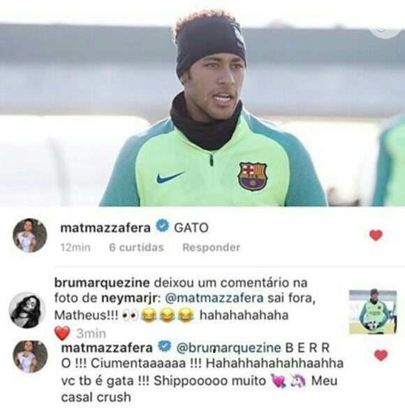 Neymar leva cantada de amigo em foto e Bruna Marquezine brinca: 'Sai fora!'