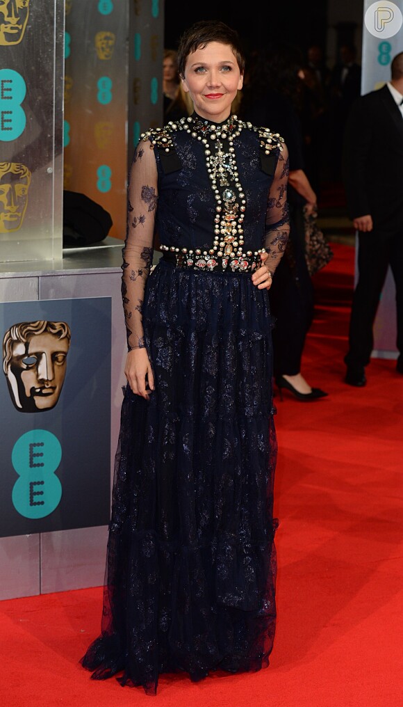 Maggie Gyllenhaal veste Lanvin no BAFTA 2014, em 16 de fevereiro de 2014