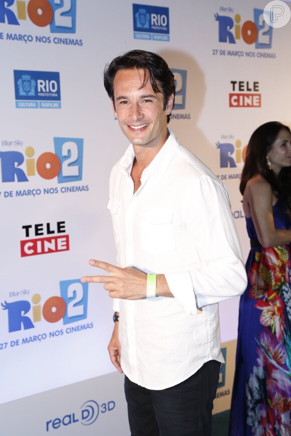 Rodrigo Santoro prestigia pré estreia da animação 'Rio 2', no Rio de Janeiro, em 18 de março de 2014