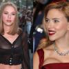 Scarlett Johansson é outra que nega plásticas, mas que aparece com o nariz mais fino nas imagens