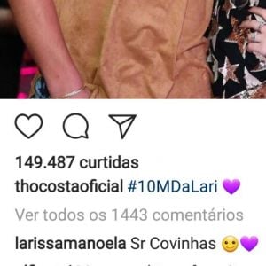 Larissa Manoela apelida Thomaz Costa em foto postada por ele