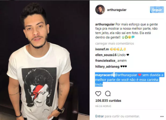 Mayra Cardi faz comentário ousado em foto do namorado, Arthur Aguiar