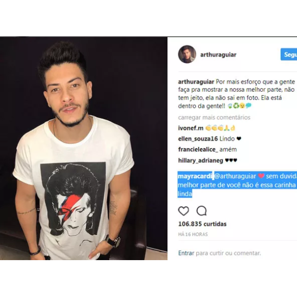 Mayra Cardi faz comentário ousado em foto do namorado, Arthur Aguiar