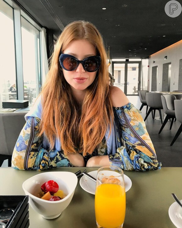 A primeira foto das férias postada por Marina Ruy Barbosa, em 27 de junho de 2017, foi em um luxuoso hotel em Milão, na Itália
