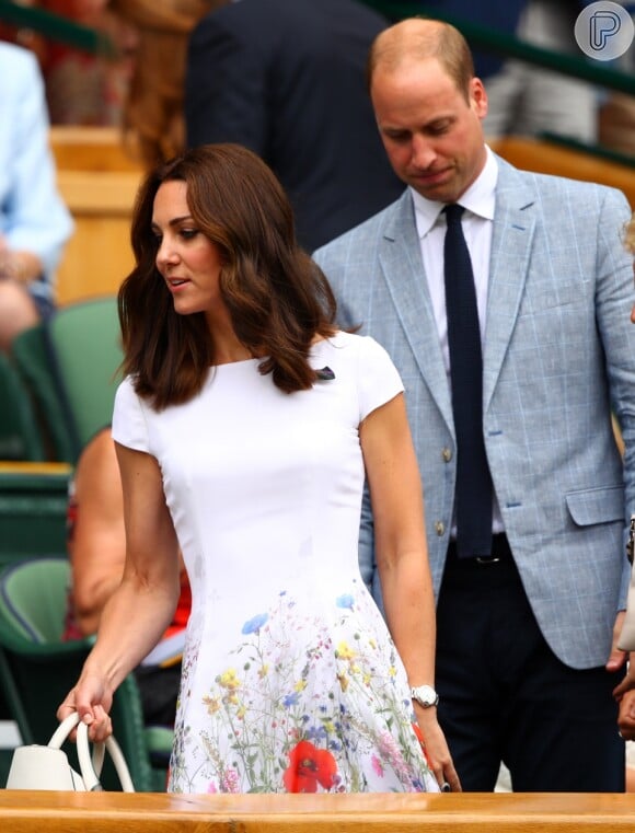 Kate Middleton foi acompanhada do principe William ao torneio de Wimbledon, em Londres, em 16 de julho de 2017