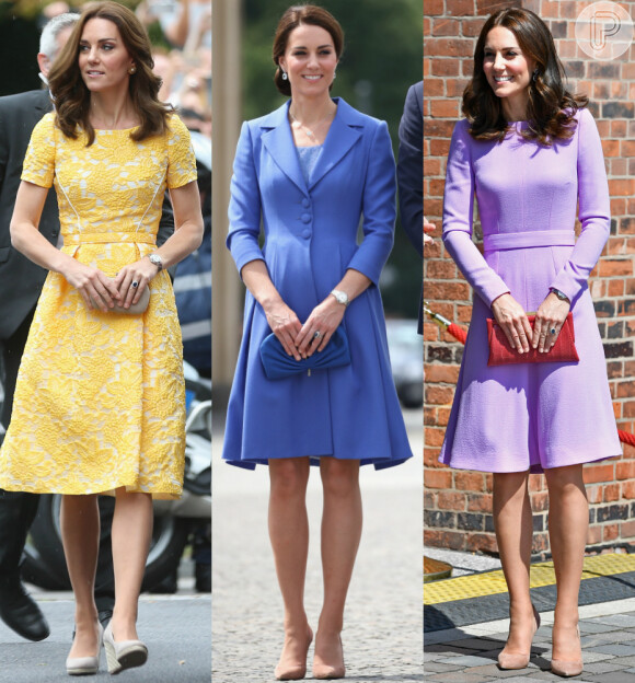 Amarelo, azul, lilás e mais! Kate Middleton se jogou nas cores com looks monocromáticos durante viagem oficial à Polônia e à Alemanha. Veja detalhes!