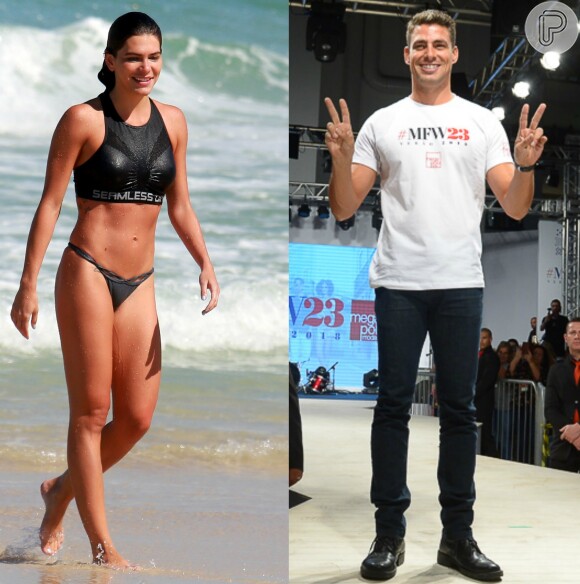 Mariana Goldfarb foi à praia da Barra da Tijuca, no Rio de Janeiro, enquando o namorado, Cauã Reymond, desfilou em um evento em São Paulo nesta terça-feira, 25 de julho de 2017