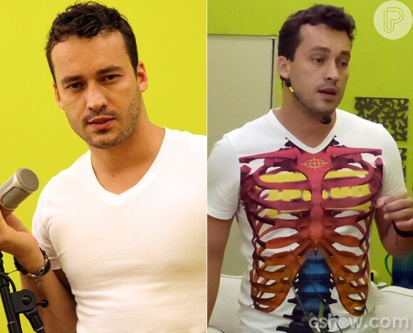 Rodrigo Andrade prede três quilos em uma semana. O ator é um dos participantes do quadro 'Artista Completão', do 'Domingão do Faustão' (10 de abril de 2014)