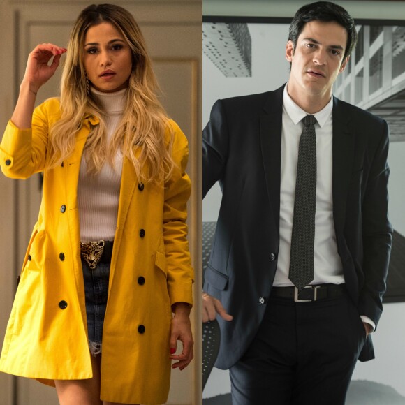 Sandra Helena (Nanda Costa), seduzida por Eric (Mateus Solano), dá pistas de que Malagueta (Marcelo Serrado) está envolvido no roubo do hotel, na novela 'Pega Pega'