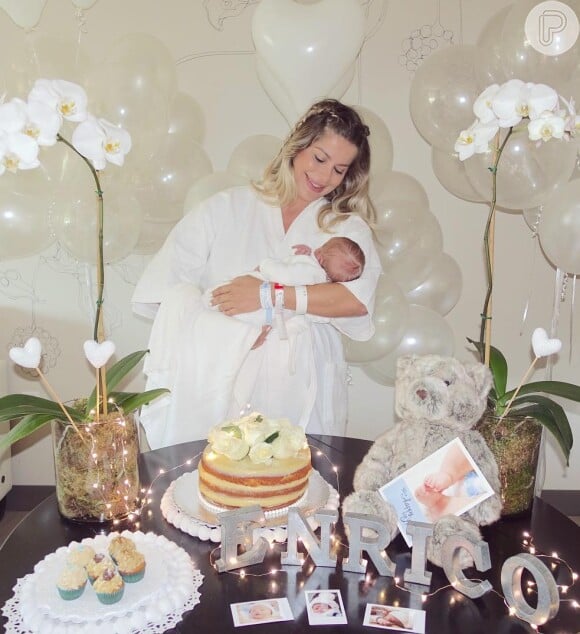 'Mamãe não aguenta de tanto amor', disse Karina Bacchi ao postar foto do filho, Enrico, no Instagram