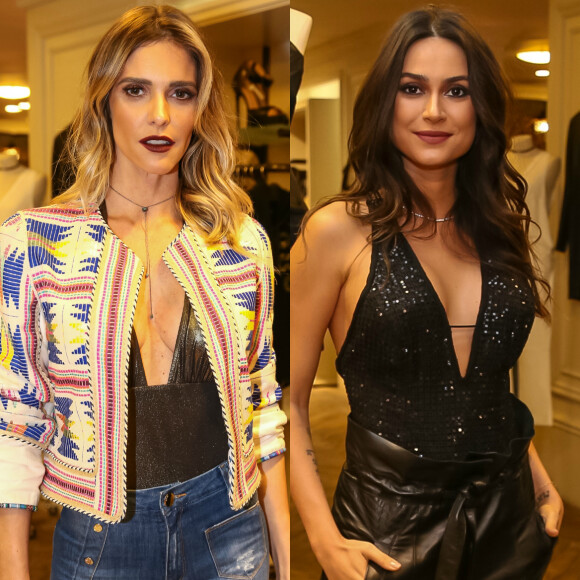 Fernanda Lima e Thaila Ayala apostaram no decote para o lançamento na nova coleção da grife Bo.Bô, nesta quinta-feira, 17 de agosto de 2017