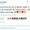 Clara faz declaração para Vanessa: 'Amo você, menina', escreveu a loira em sua conta no Twitter nesta sexta-feira, 18 de abril de 2014