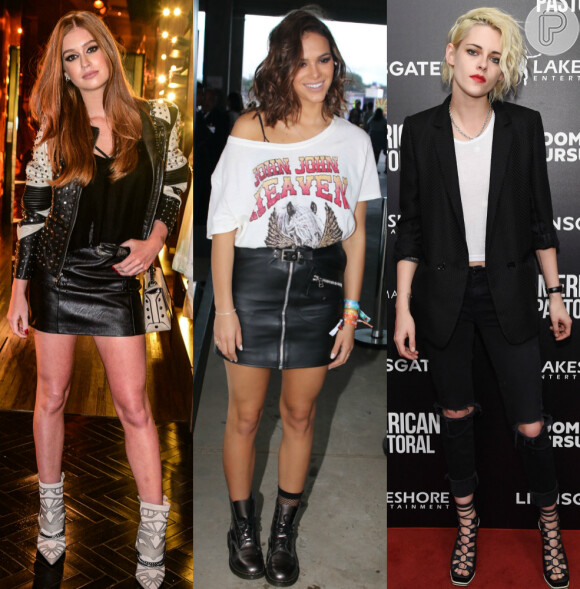 Marina Ruy Barbosa, Bruna Marquezine e Kristen Stewart são adeptas de elementos rocker nas produções. Veja mais looks!