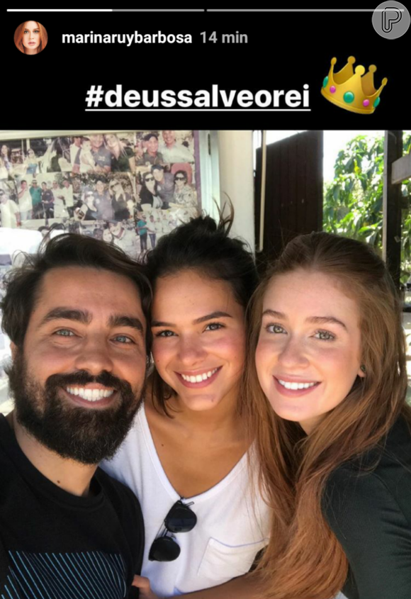 Marina Ruy Barbosa e Marina Ruy Barbosa posaram com o ator Ricardo Pereira durante a preparação para novela