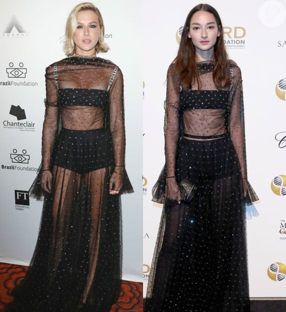 Quem vestiu melhor? A atriz Fiorella Mattheis e a modelo brasileira Bruna Tenório optaram pelo mesmo vestido Dior em bailes de gala