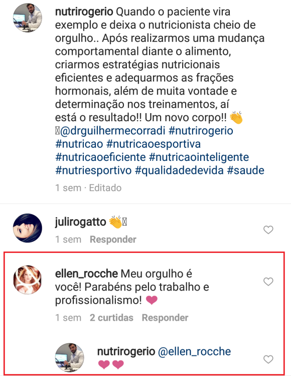 Ellen Rocche deixou um recado carinhoso para o namorado, Rogério Oliveira, na web