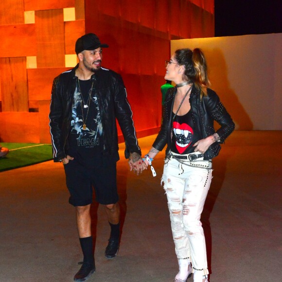 Ex-BBBs Aline Gotschalg e Fernando Medeiros vão ao Rock in Rio sem o filho, Lucca