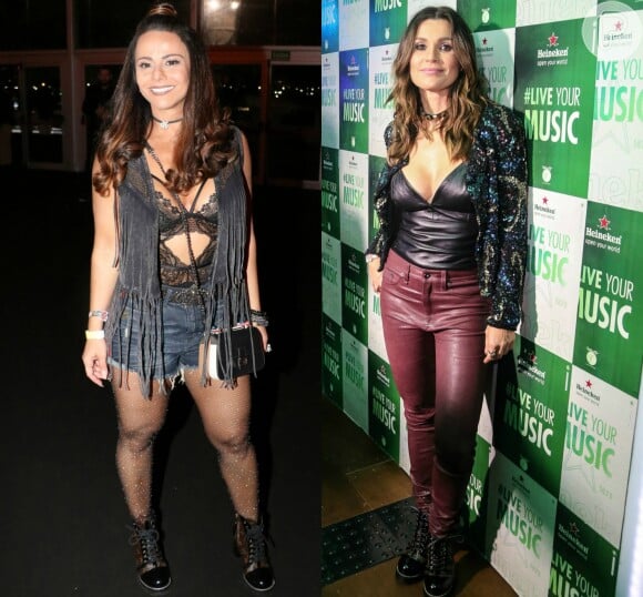 Viviane Araújo e Flávia Alessandra usaram a ankle boot da grife Louis Vuitton na mesma noite do Rock in Rio