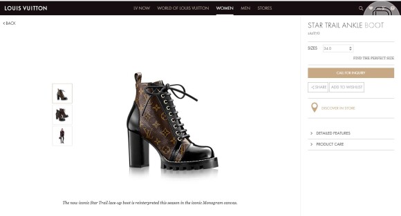 A ankle boot da Louis Vuitton custa R$ 5.400