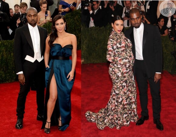 Kim Kardashian e Kanye West aparecem publicamente pela 1ª vez após casamento no civil e socialite recebe elogios pelo look do Met Gala 2014, em 6 de maio de 2014