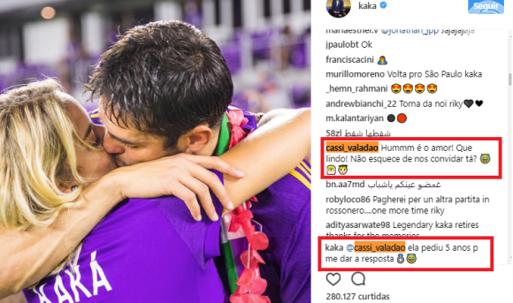 Kaká responde fã sobre casamento com namorada, Carol Dias:'5 anos para resposta'